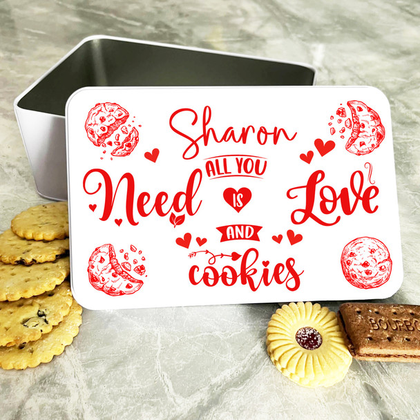 Red Cookies Romantic Gift Personalised Biscuit Tin