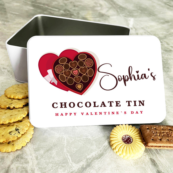 Red Heart Box Of Chocolate Valentine's Day Gift Personalised Treat Tin