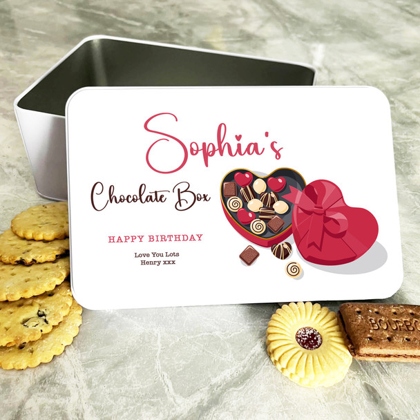 Red Heart Chocolate Box Birthday Gift Personalised Treat Tin