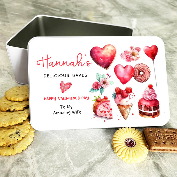 Wife Bakes Valentine's Day Gift Personalised Cake Tin