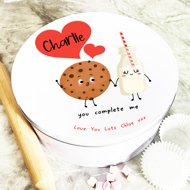 Round Chocolate Cookie Milk Romantic Gift Personalised Sweet Treat Biscuit Tin