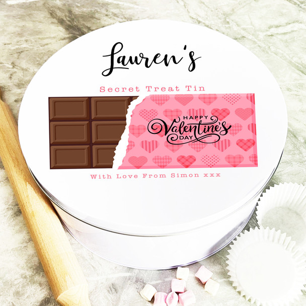 Round Heart Chocolate Bar Valentine's Day Gift Personalised Sweet Treat Tin