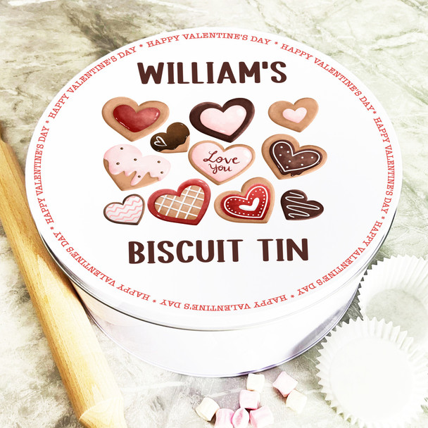 Round Heart Shape Biscuits Valentine's Gift Personalised Sweet Treat Biscuit Tin