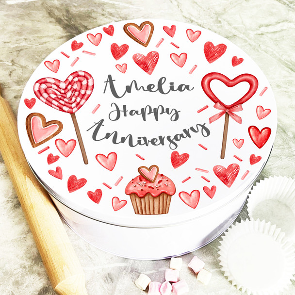 Round Be My Valentine Sweet Anniversary Gift Personalised Treat Tin