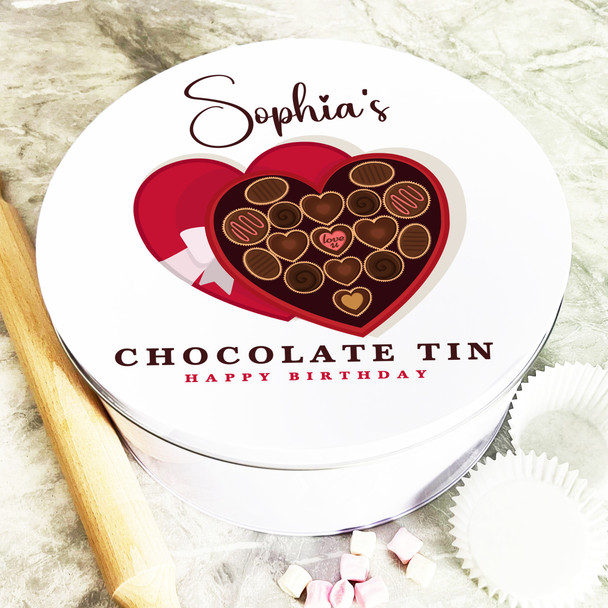 Round Heart Shape Box Of Chocolate Birthday Gift Personalised Sweet Treat Tin