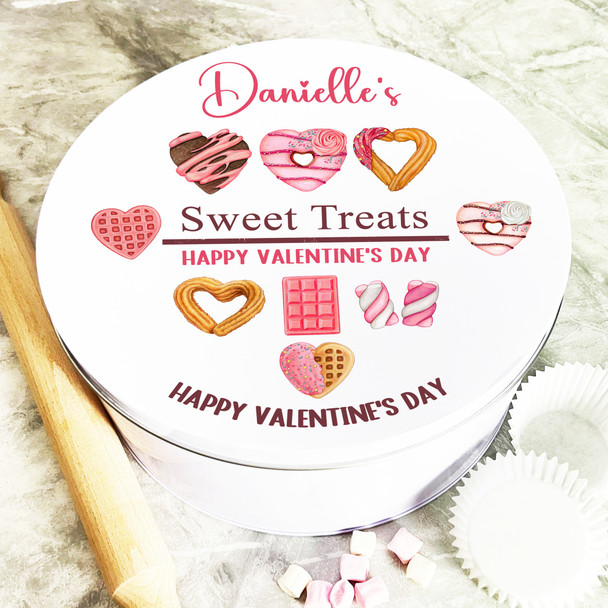 Round Heart Shape Pastry Valentine's Day Gift Personalised Sweet Treat Tin