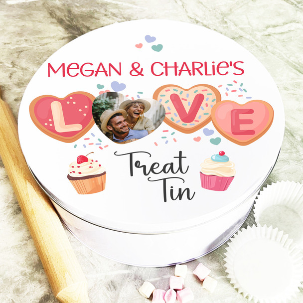 Round Love Cupcake Photo Romantic Gift Personalised Treat Tin