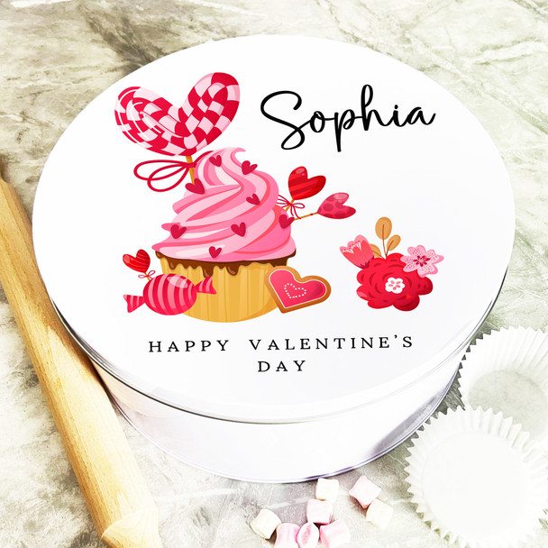 Round Love Muffin Valentine's Day Gift Personalised Cake Tin