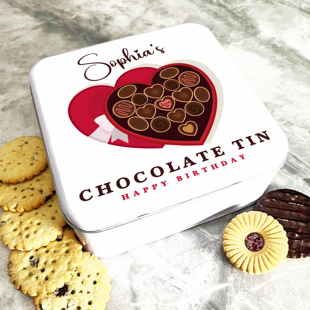 Square Heart Shape Box Of Chocolate Birthday Gift Personalised Treat Tin