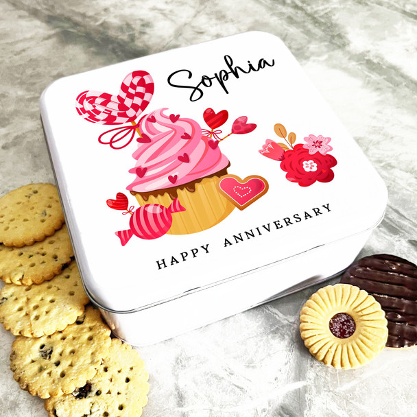 Square Love Muffin Anniversary Gift Personalised Cake Tin