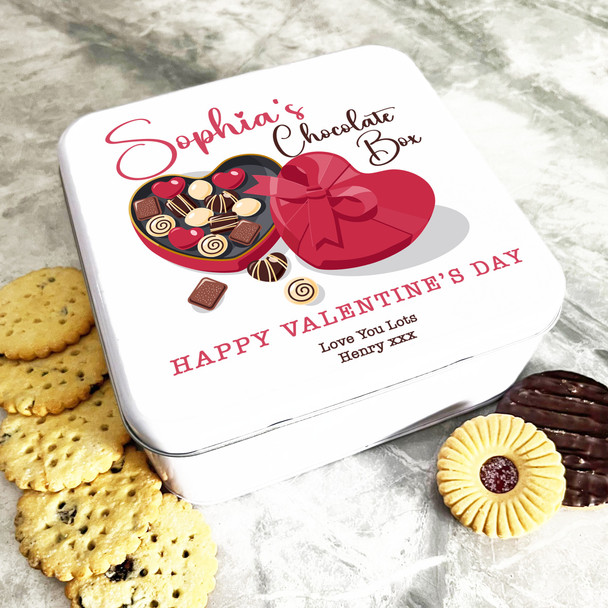 Square Red Heart Chocolate Box Valentine's Day Gift Personalised Treat Tin