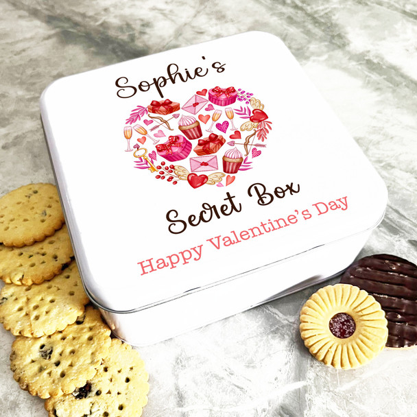 Square Romantic Love Hearts Valentine's Day Gift Personalised Treat Tin