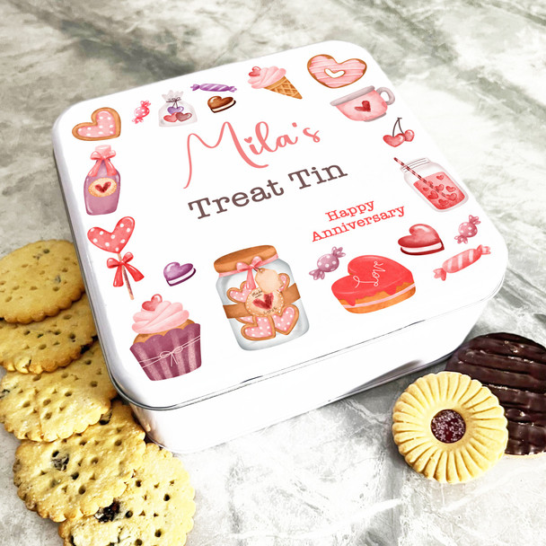Square Treats Anniversary Gift Personalised Sweet Treat Tin