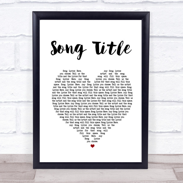 Hang On in There Baby White Heart Any Song Lyrics Custom Wall Art Music Lyrics Poster Print, Framed Print Or Canvas