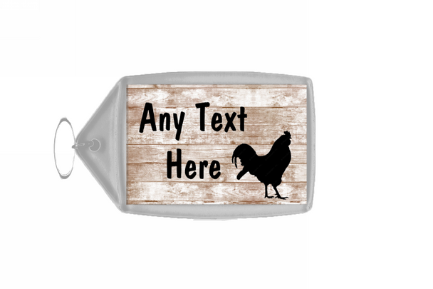 Chicken Hen Shabby Wooden Effect Personalised Keyring