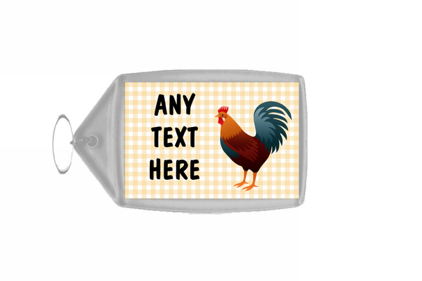 Chequered Chicken Personalised Keyring