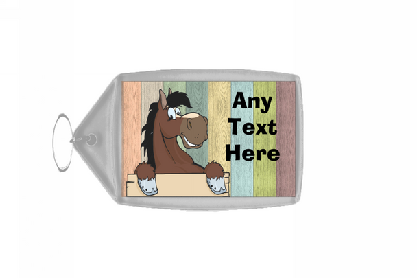 Chestnut Horse Coloured Personalised Keyring