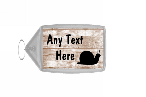 Snail Shabby Wooden Effect Personalised Keyring