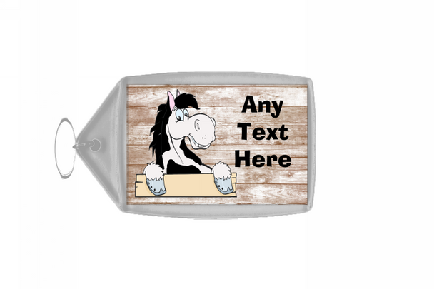 Piebald Horse Shabby Personalised Keyring