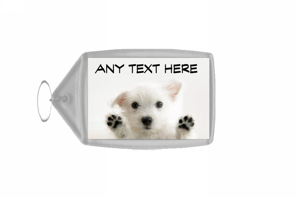 White Terrier Dog Personalised Keyring