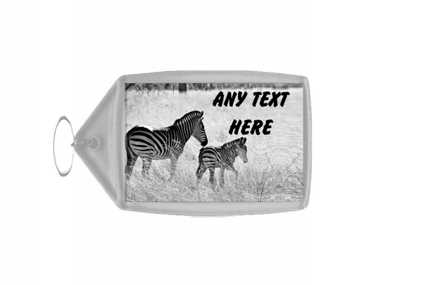 Zebra And Baby Personalised Keyring