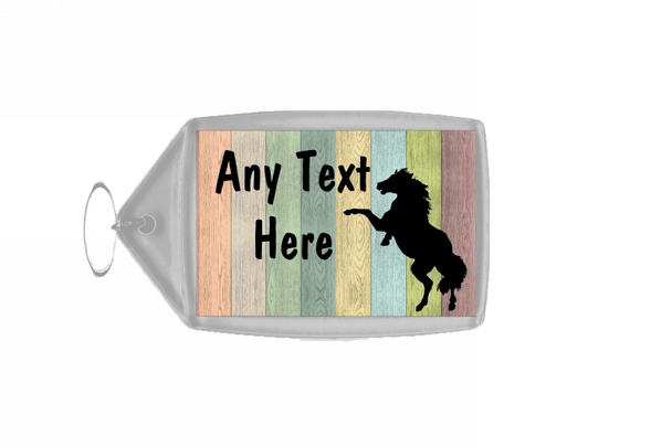 Pastel Wood Stallion Horse Personalised Keyring