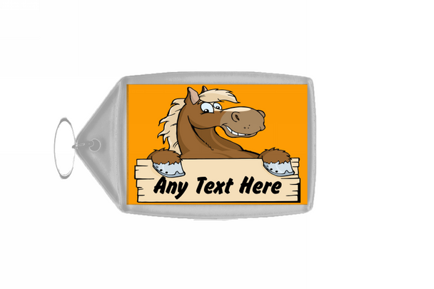 Cartoon Horse Orange Personalised Keyring