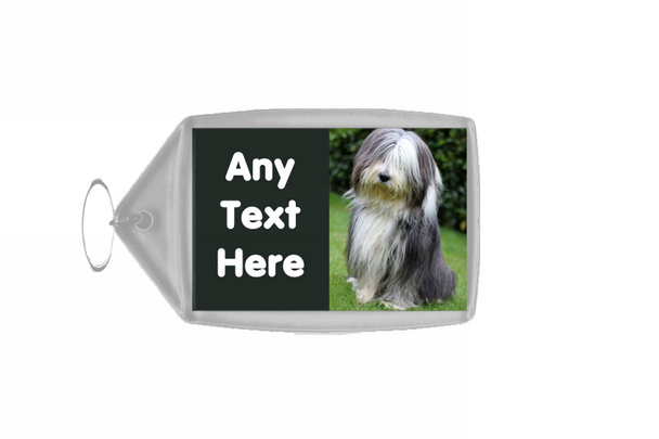 Bearded Collie Dog Personalised Keyring