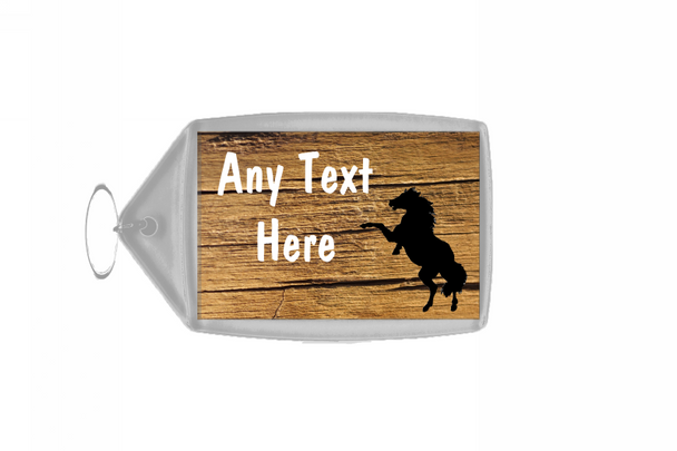 Cracked Wood Stallion Horse Personalised Keyring