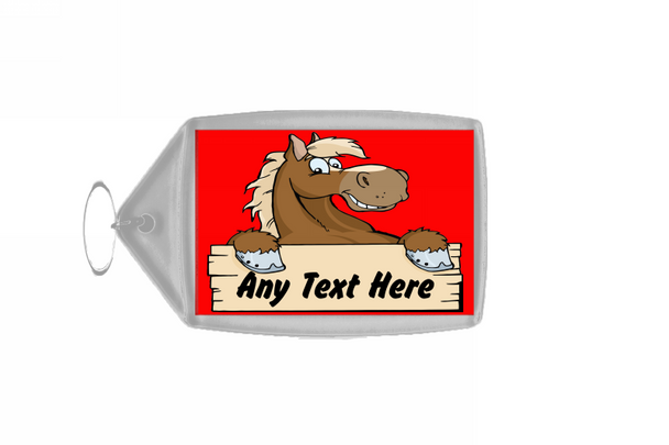 Cartoon Horse Red Personalised Keyring