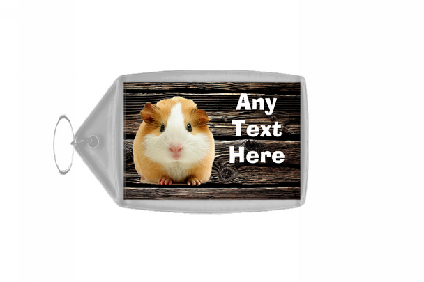 Guinea Pig Dark Wood Personalised Keyring