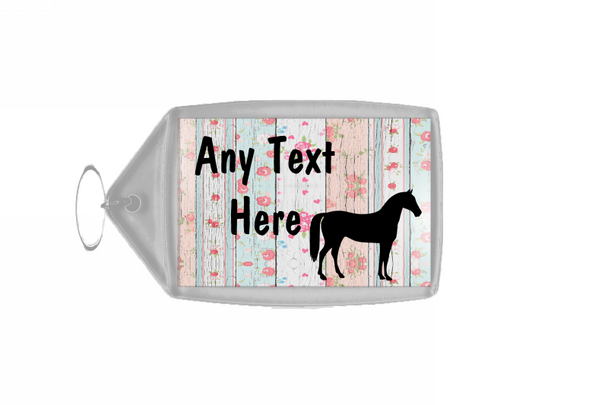 Horse Shabby Wood Personalised Keyring