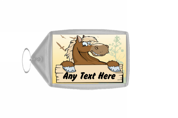 Pale Yellow Cartoon Horse Personalised Keyring