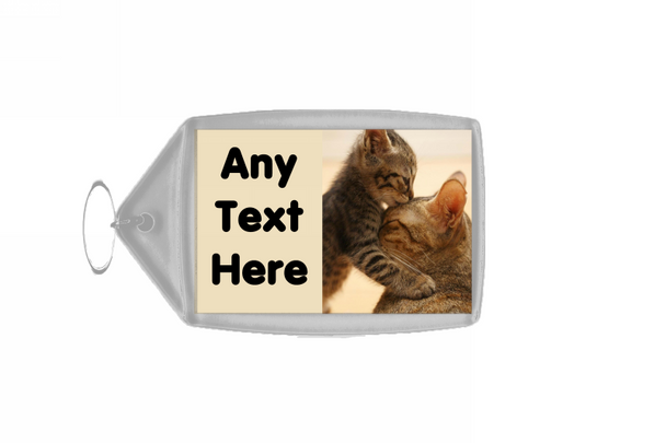 Kitten Kissing Mum Personalised Keyring