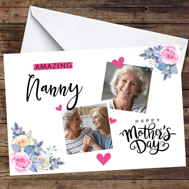 Personalised Amazing Mother's Day Card For Nanny Floral Photo Card