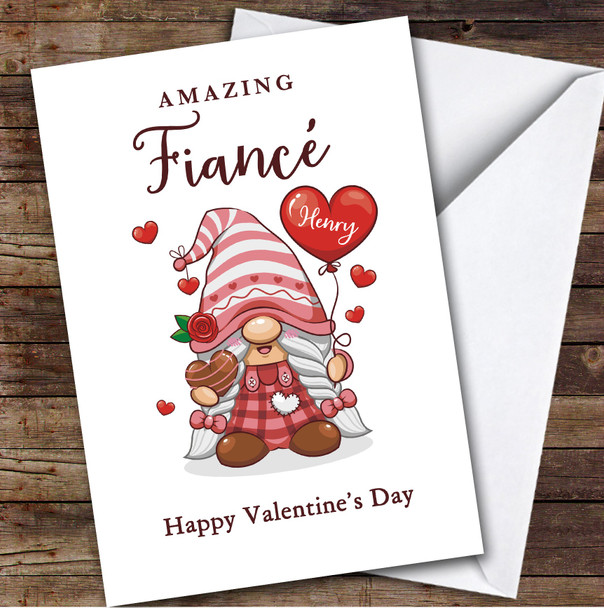 Personalised Amazing Fiancé Gonk Happy Valentine's Day Romantic Card