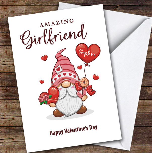 Personalised Amazing Girlfriend Gonk Happy Valentine's Day Romantic Card