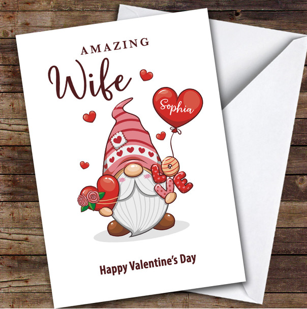 Personalised Amazing Wife Gonk Happy Valentine's Day Romantic Card