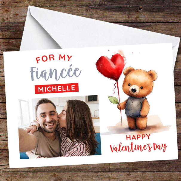 Personalised Bear Valentine's Day Card For Fiancée Photo Card