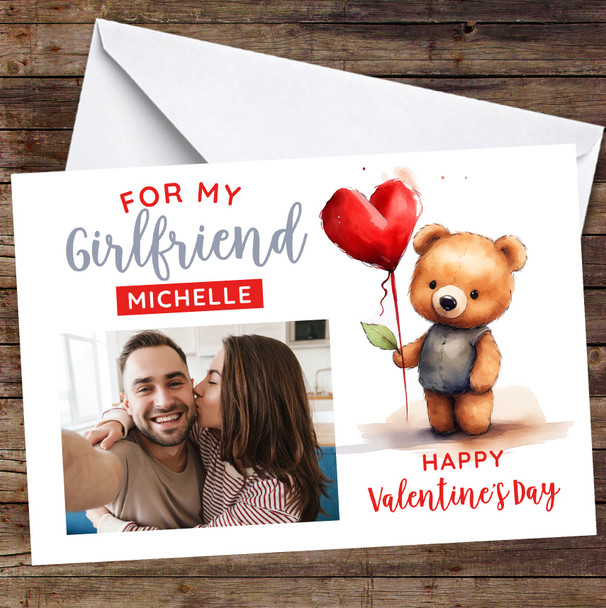 Personalised Bear Valentine's Day Card For Girlfriend Photo Card