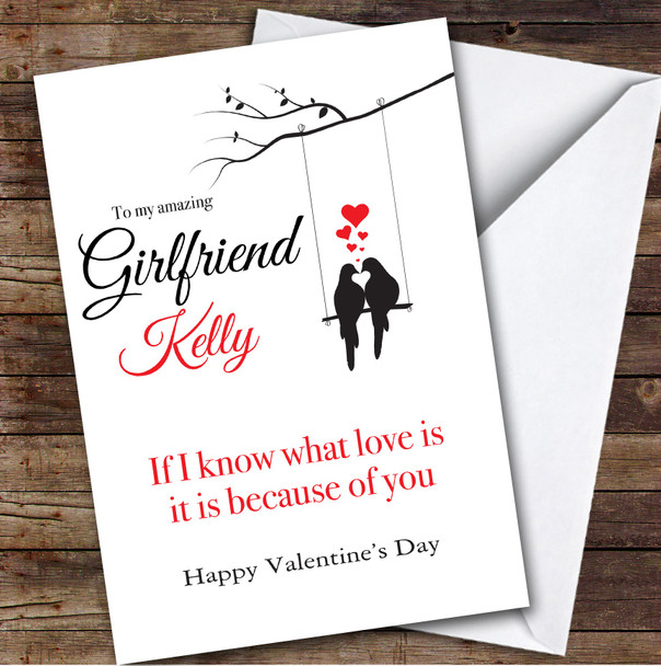 Personalised Love Birds Know What Love Is Girlfriend Happy Valentine's Card