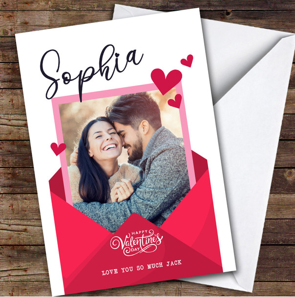 Personalised Love Envelope Photo Frame Valentine's Card