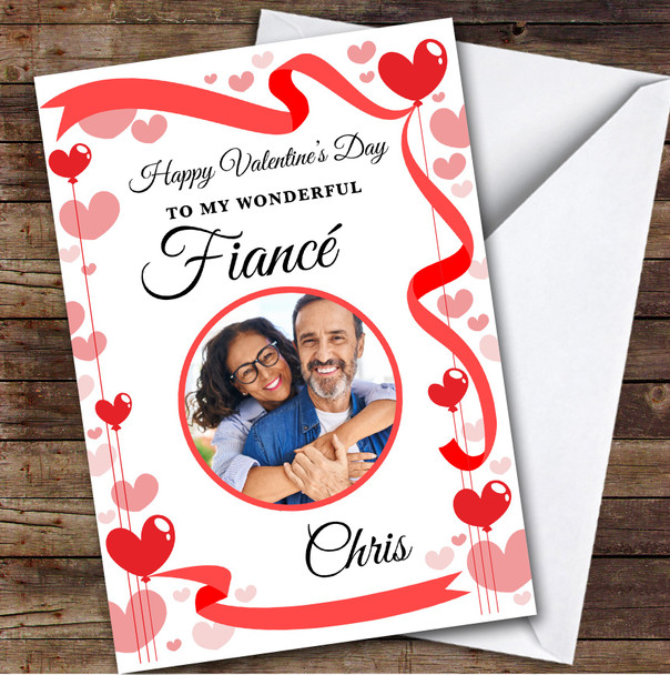 Personalised Valentine's Card For Fiancé Hearts Circle Photo Card