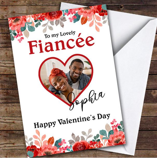 Personalised Valentine's Card For Fiancée Heart Photo Frame Card