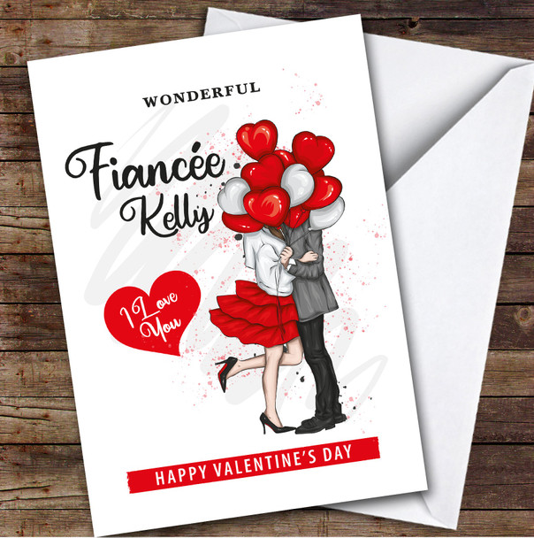 Personalised Valentine's Card For Fiancée With Balloons Heart Card