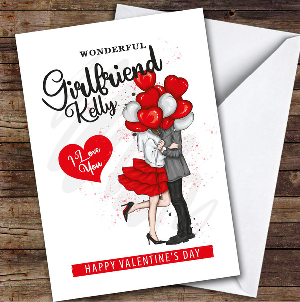 Personalised Valentine's Card For Girlfriend With Balloons Heart Card