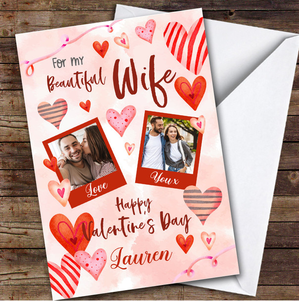 Personalised Valentine's Card For Wife Heart Photo Card