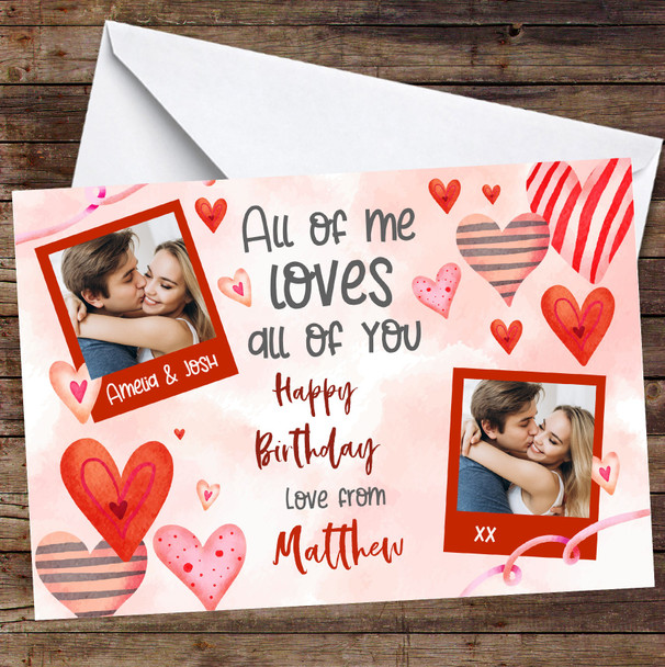 Personalised All Of Me Loves All Of You Photo Couple Birthday Card