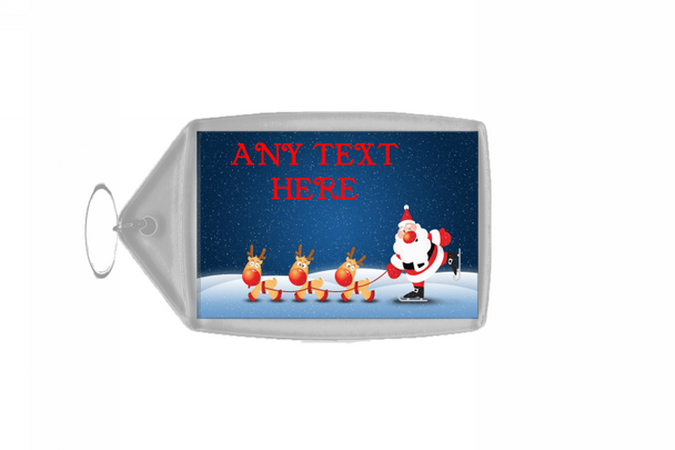 Snowing Santa Christmas Personalised Keyring