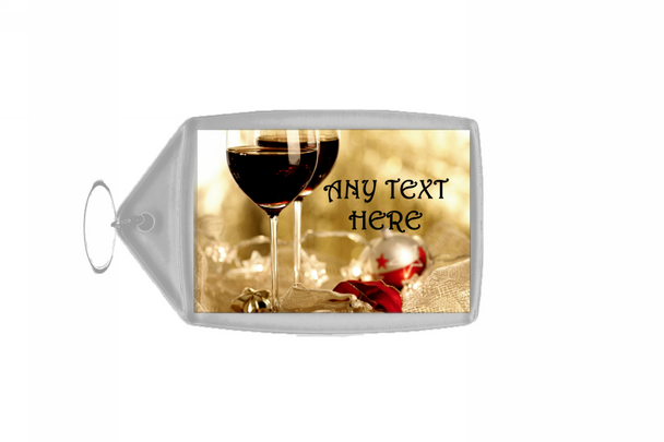 Wine Christmas Personalised Keyring